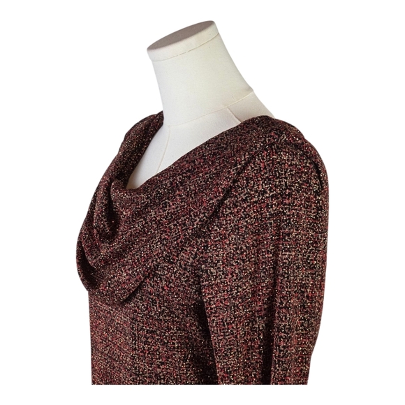 Vintage 80s/90s JBS Ltd Draped Cowl Neck Metallic Knit Top – Made in USA Size M - Picture 2 of 8